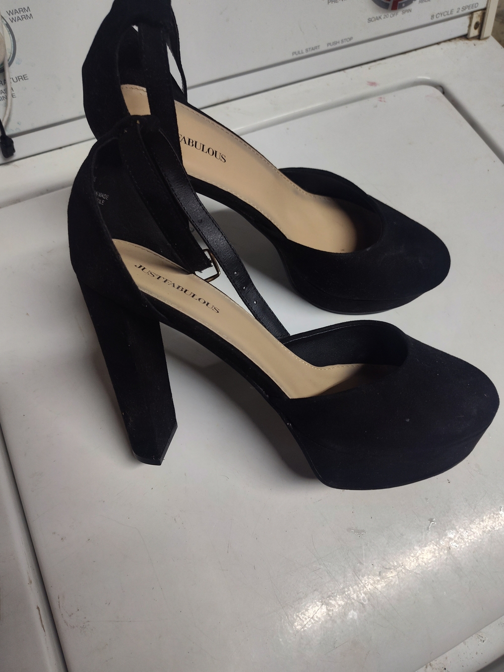 Kiss Black Suede Platform Block Heel Pumps